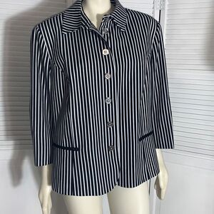 Chaps Striped Button Down Blazer Jacket 3X